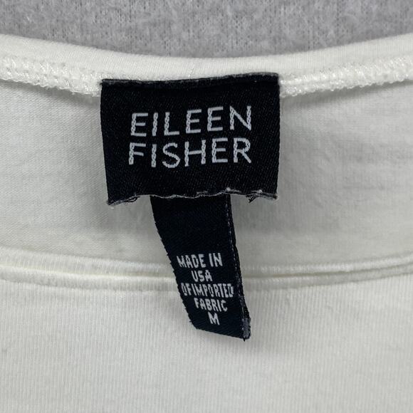 EILEEN FISHER Tank Top M Stretch Cotton Jersey Scoop Neck Shell Off White USA - Picture 5 of 10